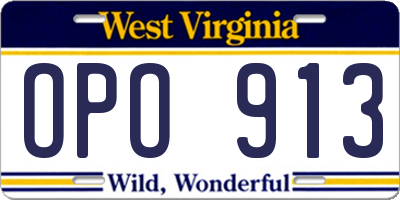 WV license plate OPO913