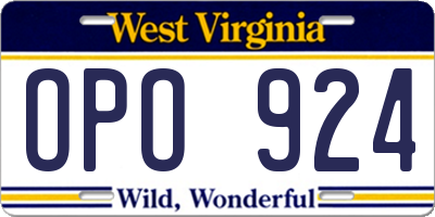 WV license plate OPO924