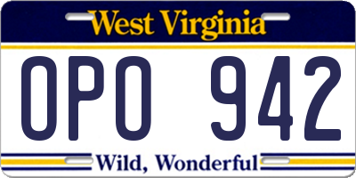 WV license plate OPO942