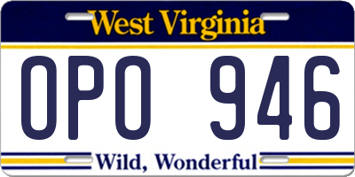WV license plate OPO946
