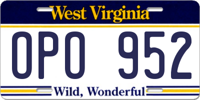 WV license plate OPO952