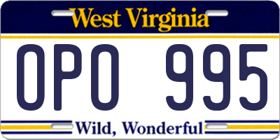 WV license plate OPO995