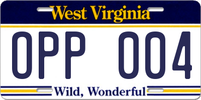 WV license plate OPP004