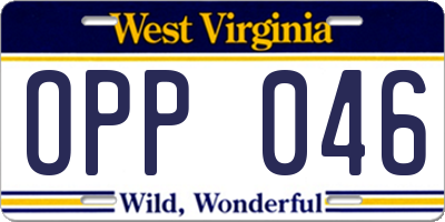 WV license plate OPP046