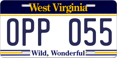WV license plate OPP055