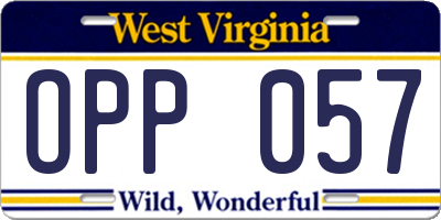 WV license plate OPP057