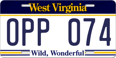 WV license plate OPP074