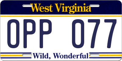 WV license plate OPP077