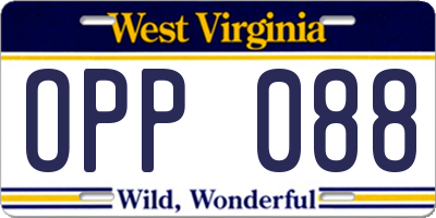 WV license plate OPP088