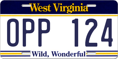 WV license plate OPP124