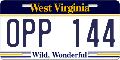 WV license plate OPP144