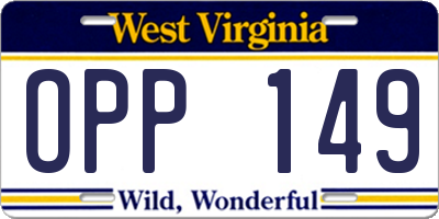 WV license plate OPP149