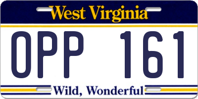 WV license plate OPP161