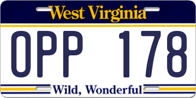 WV license plate OPP178