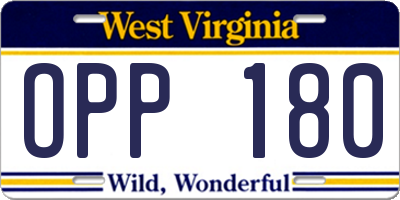 WV license plate OPP180