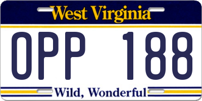 WV license plate OPP188