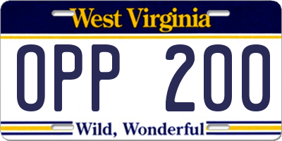 WV license plate OPP200