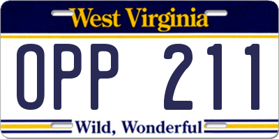 WV license plate OPP211