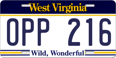 WV license plate OPP216