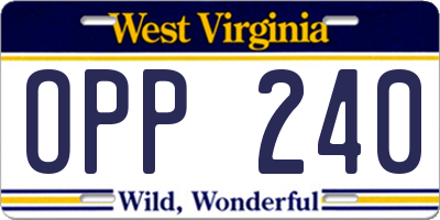 WV license plate OPP240