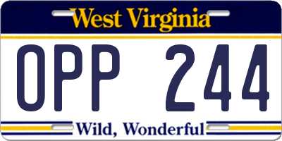 WV license plate OPP244