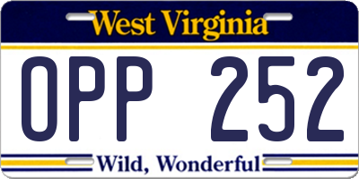 WV license plate OPP252