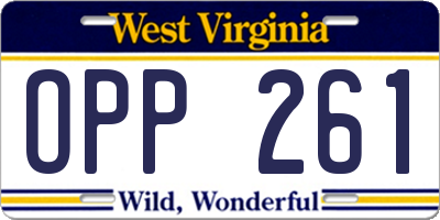 WV license plate OPP261