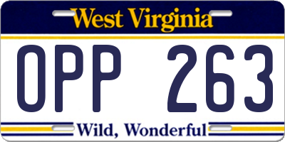 WV license plate OPP263