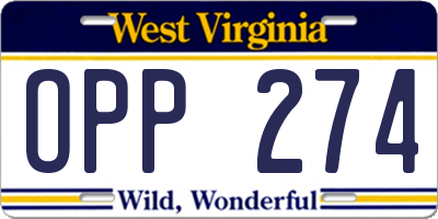 WV license plate OPP274