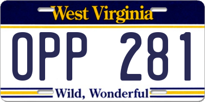 WV license plate OPP281