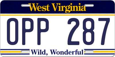 WV license plate OPP287