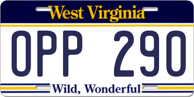 WV license plate OPP290