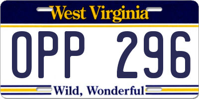 WV license plate OPP296