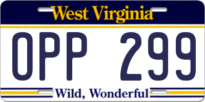 WV license plate OPP299