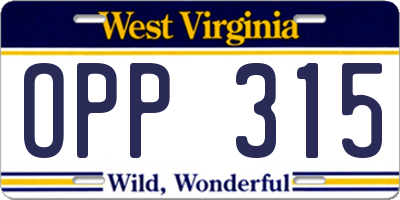 WV license plate OPP315