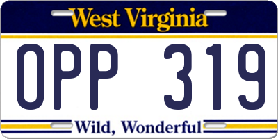 WV license plate OPP319