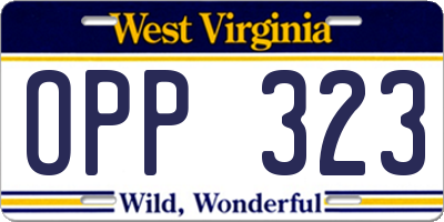 WV license plate OPP323