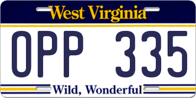 WV license plate OPP335