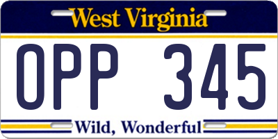 WV license plate OPP345