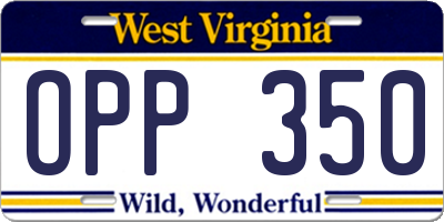 WV license plate OPP350
