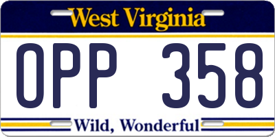 WV license plate OPP358