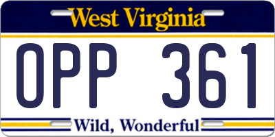 WV license plate OPP361