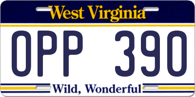 WV license plate OPP390