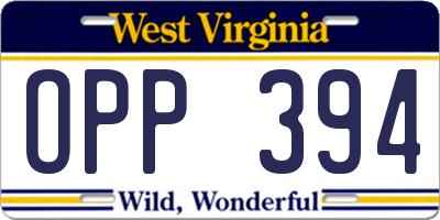 WV license plate OPP394