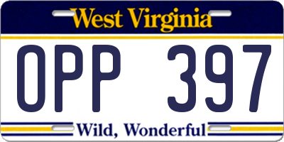 WV license plate OPP397