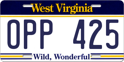 WV license plate OPP425