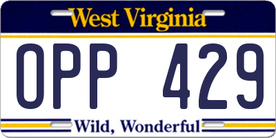 WV license plate OPP429