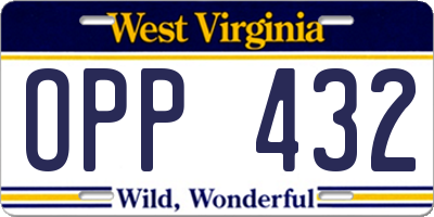 WV license plate OPP432