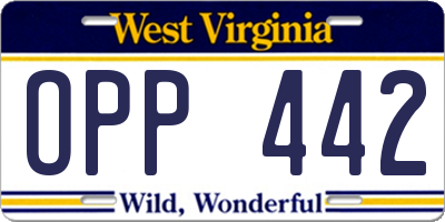 WV license plate OPP442