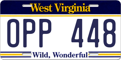 WV license plate OPP448